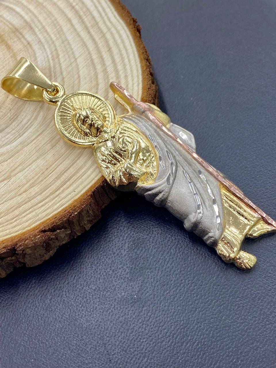 Saint Jude Pendant For Men / San Judas Pendant 2.5x1" / Mens Pendant / Dije de San Judas en Oro Lamindo Para Hombre