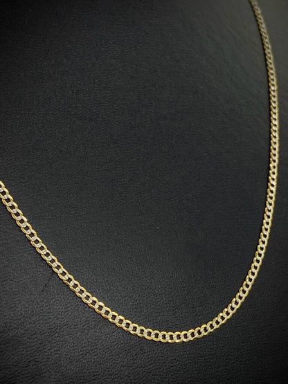 10K Yellow Gold Miami Curb Chain Necklace Solid 2.4mm Adults Kids Unisex Diamond Cut Cadena