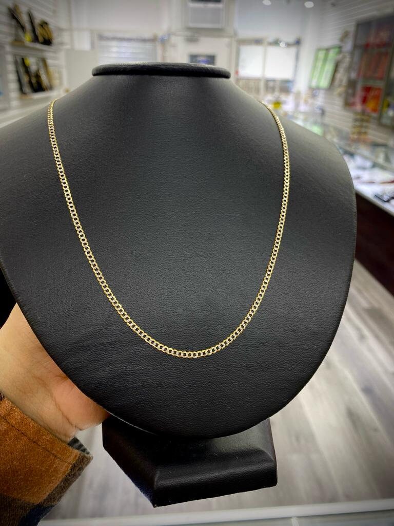 10K Yellow Gold Miami Curb Chain Necklace Solid 2.4mm Adults Kids Unisex Diamond Cut Cadena