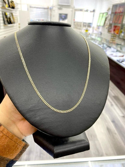 10K Yellow Gold Miami Curb Chain Necklace Solid 2.4mm Adults Kids Unisex Diamond Cut Cadena