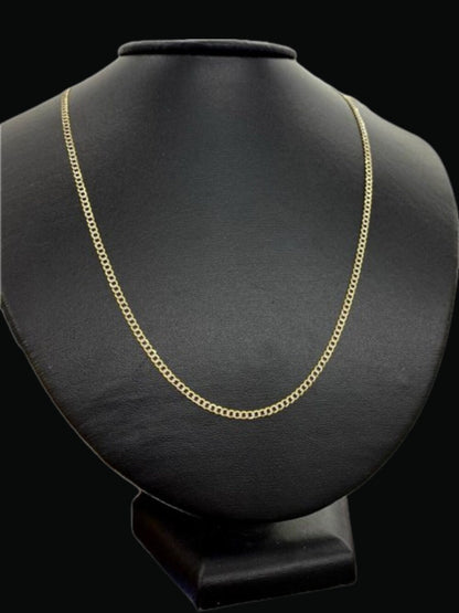 10K Yellow Gold Miami Curb Chain Necklace Solid 2.4mm Adults Kids Unisex Diamond Cut Cadena
