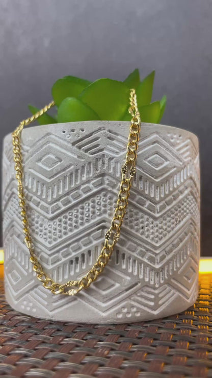 14K Gold Filled Womens Curb Link Bracelet Diamond Cut 7.5"