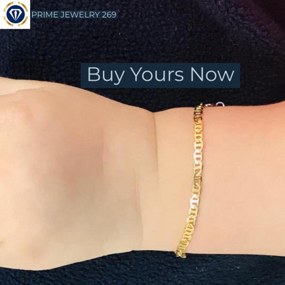 Prime Jewelry 14K Gold Filled Mariner Link Bracelet - Newborn Baby Bracelet - Mariner Link Bracelet For Kids Womens Mens