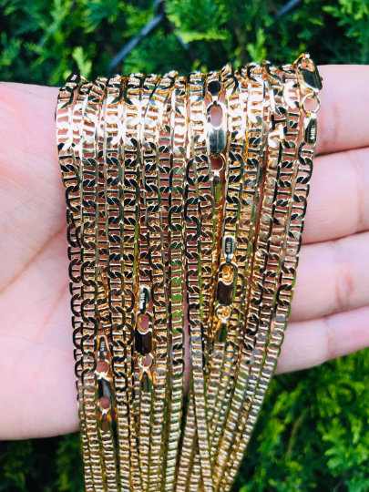 14K Gold Filled Mariner Link Chain Necklace For Mens Womens Kids / Everyday Necklace / Dainty Necklace / Cadena Mariner Link en Oro Laminado Para Hombre Mujer Niños
