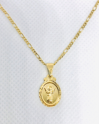 Baby Jesus Necklace Gold Filled Divino Niño Necklace 16x11mm Figaro Chain / Divino Nino Necklace / Cadena y Dije del Divino Niño