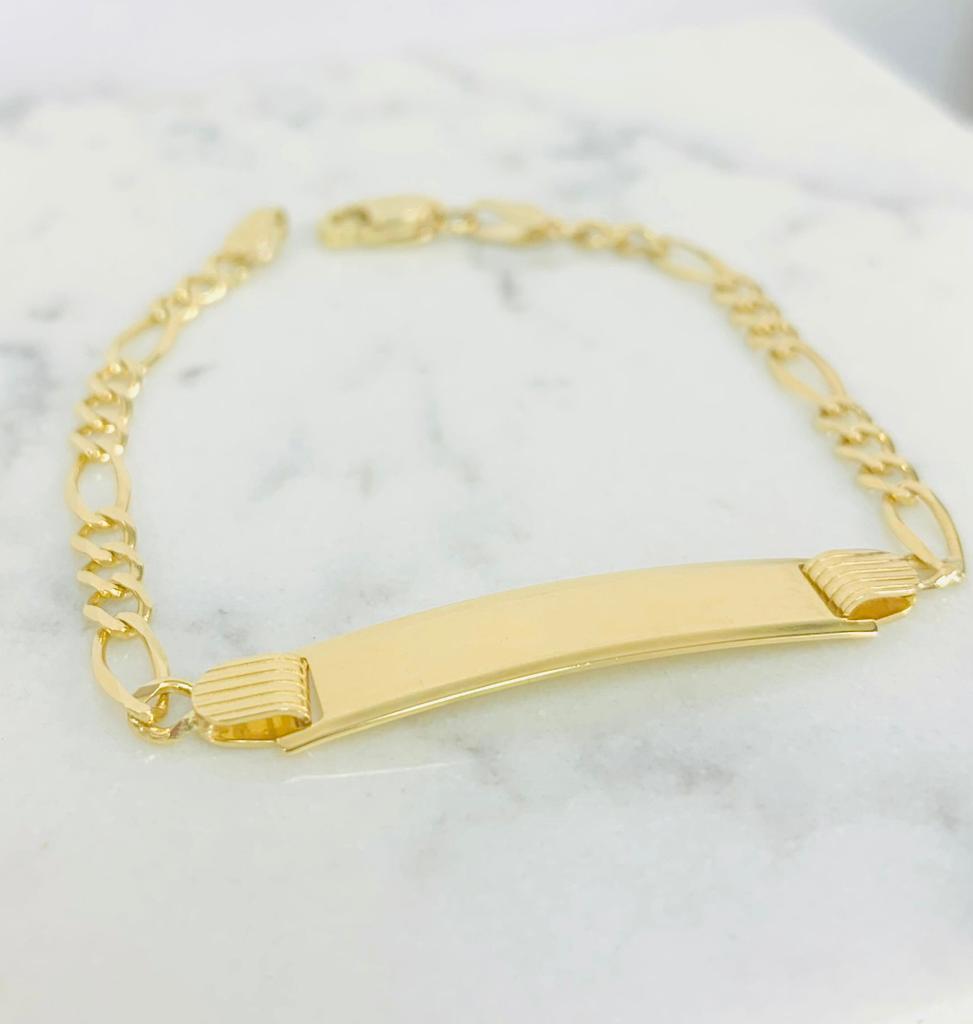 Baby ID Bracelet 6" / Figaro Link Baby Bracelet 3.9g 3.5mm / 14K Solid Gold / Kids Jewelry