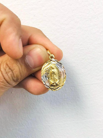 14K Gold Filled Virgen de Guadalupe Set Chain and Pendant 20x13mm/ Mariner Link Chain 20" / Everyday Necklace / Cadena y Dije de la Virgencita de Guadalupe