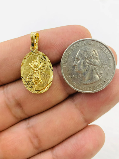 Yellow Gold Filled Baby Jesus Pendant unisex 22x14mm / Classic Divino Nino Charm Pendant / Medalla del Divino Nino en Oro Laminado para Mujer