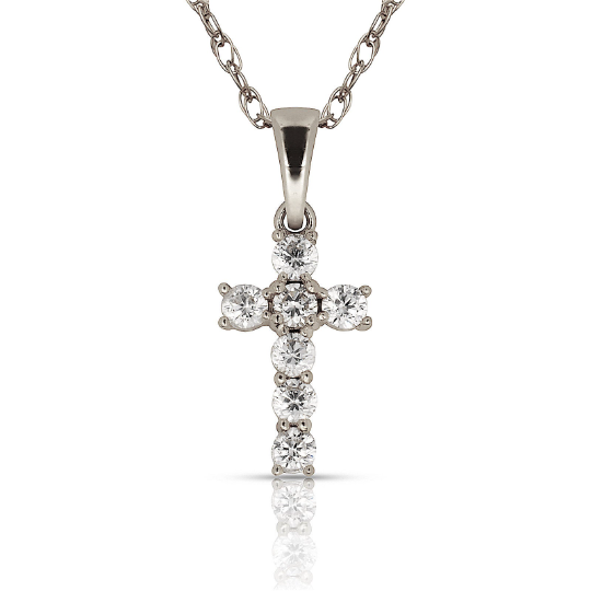 14K Yellow and White Gold CZ Cross Pendants for Womens Mens / Cross Gold Charms / Catholics Cross Pendants / Dijes de Cruz Oro Real