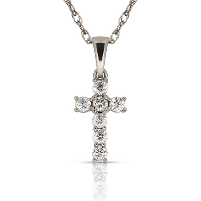 14K Yellow and White Gold CZ Cross Pendants for Womens Mens / Cross Gold Charms / Catholics Cross Pendants / Dijes de Cruz Oro Real