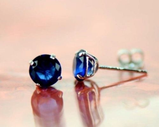 14K Solid White Gold 3mm-6mm Round Stud Earrings, Birthstone Push back Earrings