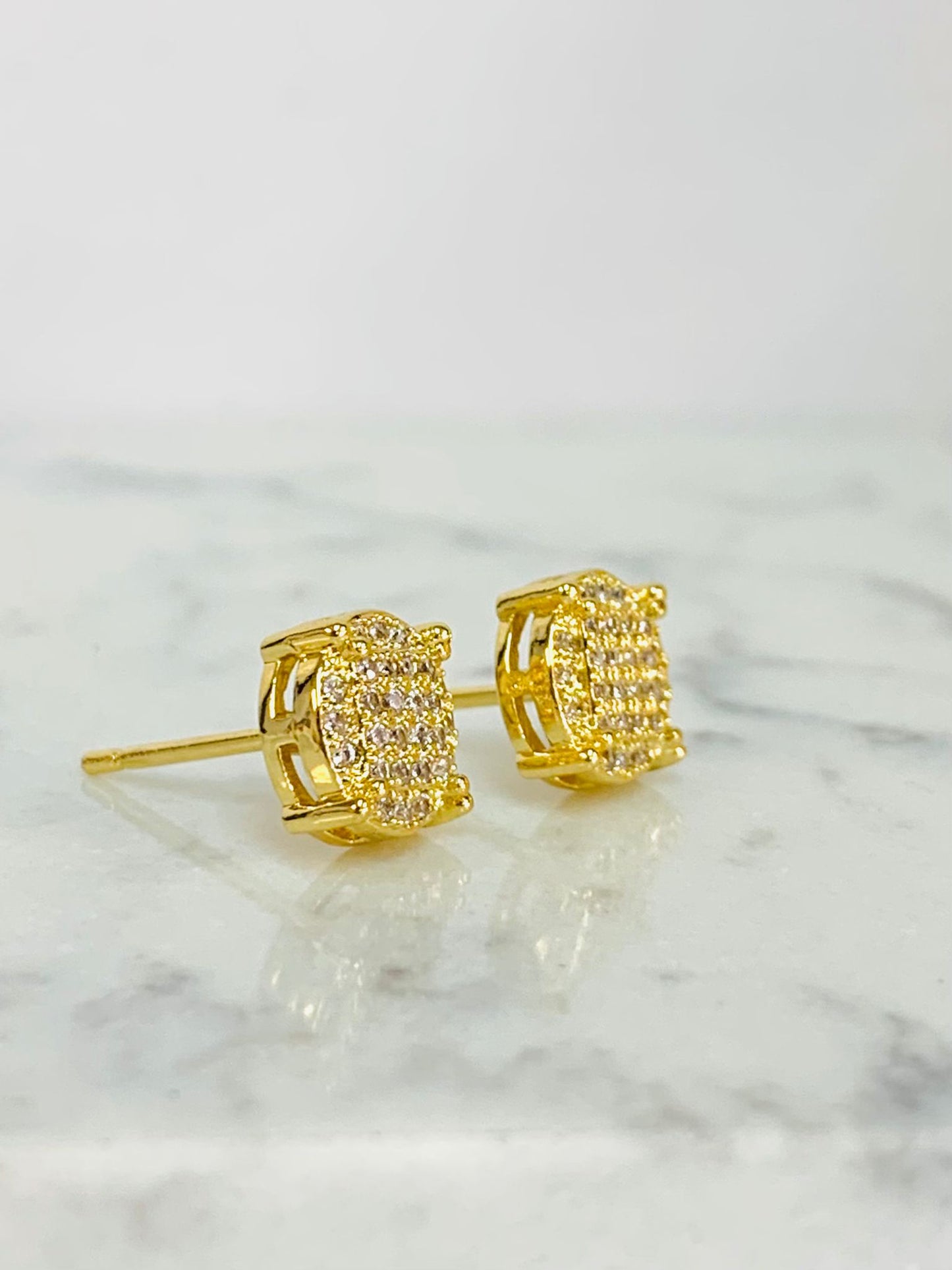 Round Basket CZ Earrings 18K Gold Filled For Mens / CZ Earrings / Mens Earrings / Aretes Para Hombre