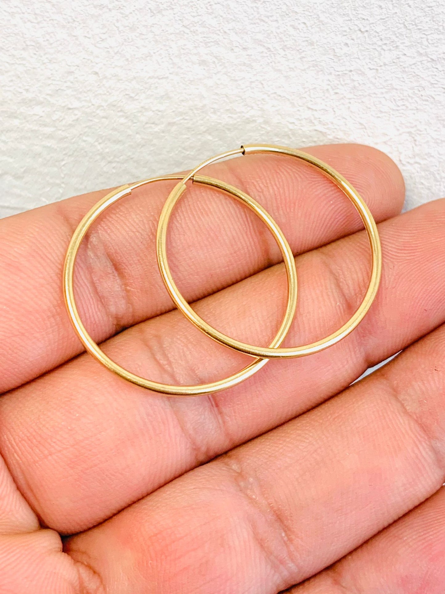 Endless Hoop Earrings Real Gold Filled 30x30mm For Womens / Argollas Arracadas en Oro Laminado Mujer / Hoop for Everyday