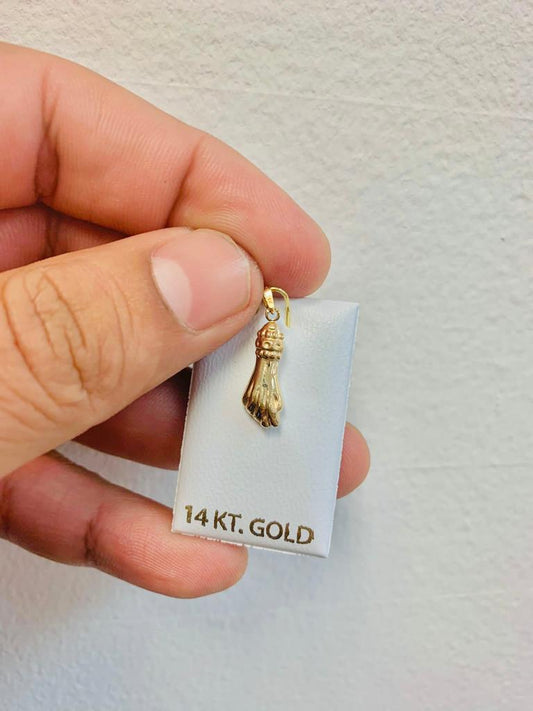 Azabache Hand Pendant Yellow Gold 14K / Protection Jewelry For Women / Dije Azabache