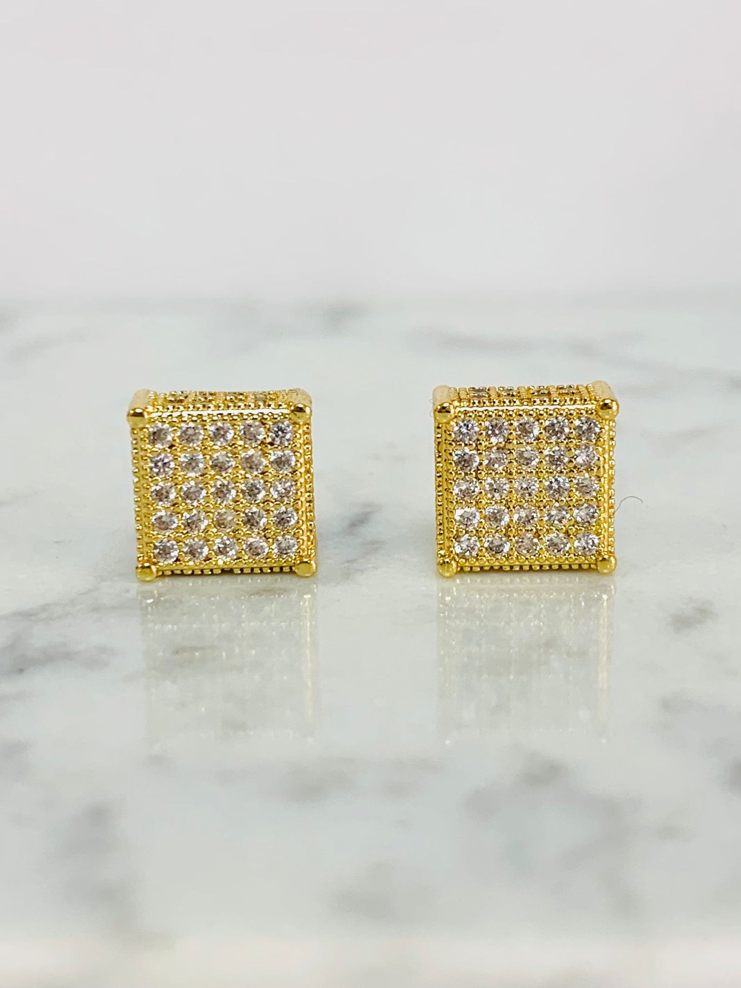 Square CZ Earrings Push Back / Christmas Gift / Gold Filled Earrings / Mens Earrings/ Aretes Hombre / Regalos San Valentin