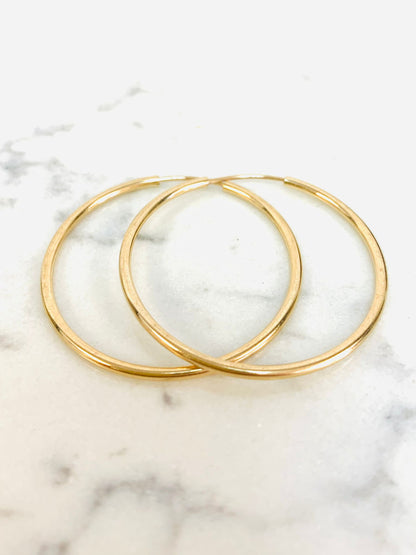 Endless Hoop Earrings Real Gold Filled 30x30mm For Womens / Argollas Arracadas en Oro Laminado Mujer / Hoop for Everyday