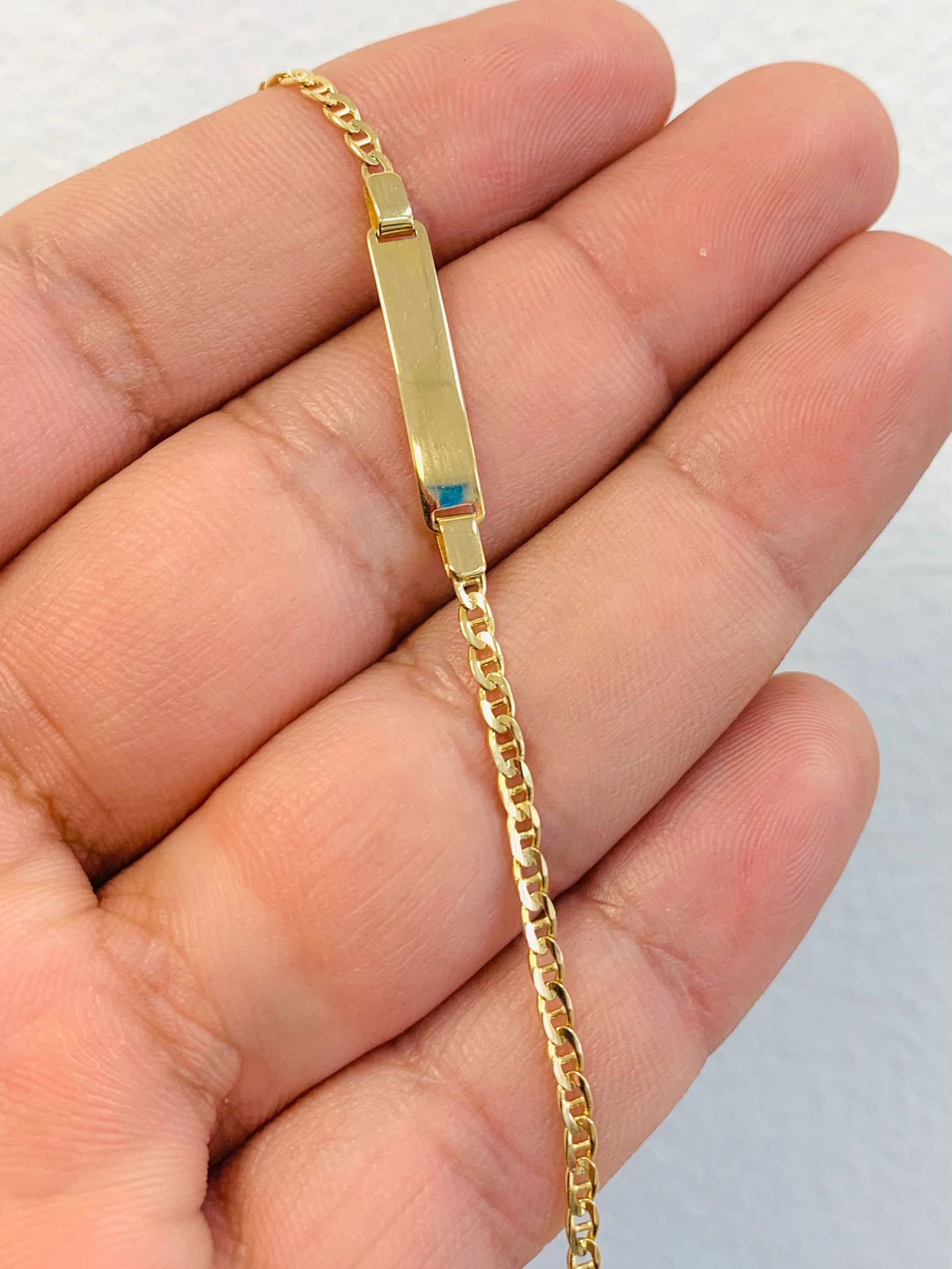 14k Tri Color Gold Baby Id Bracelet Bar Free Personalized Engraving –  TousiAttar Jewelers