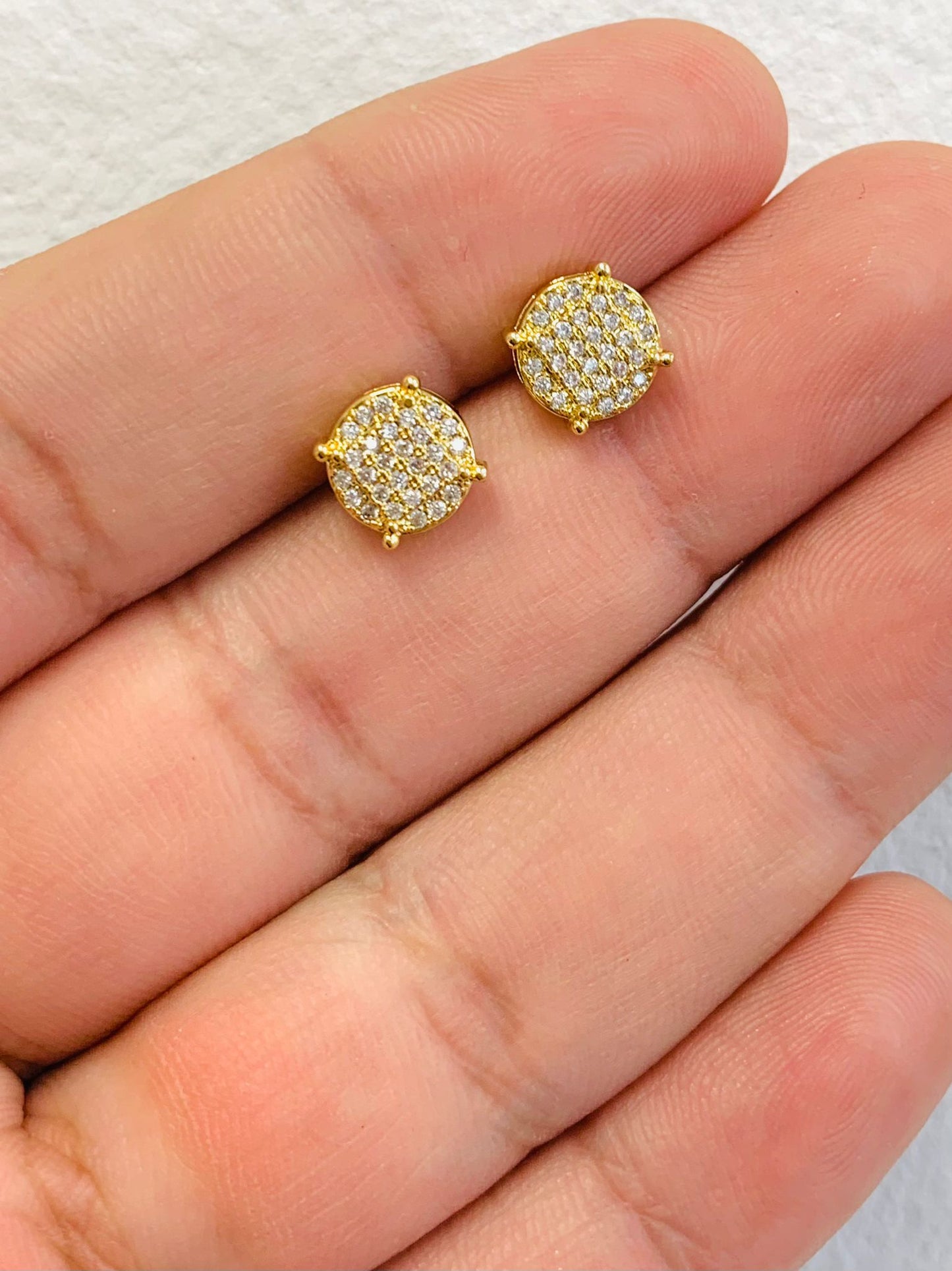 Round Basket CZ Earrings 18K Gold Filled For Mens / CZ Earrings / Mens Earrings / Aretes Para Hombre