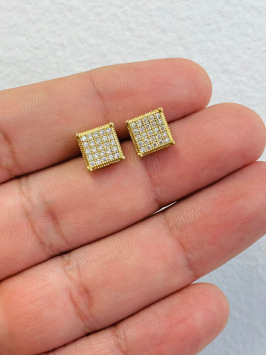 Square CZ Earrings Push Back / Christmas Gift / Gold Filled Earrings / Mens Earrings/ Aretes Hombre / Regalos San Valentin