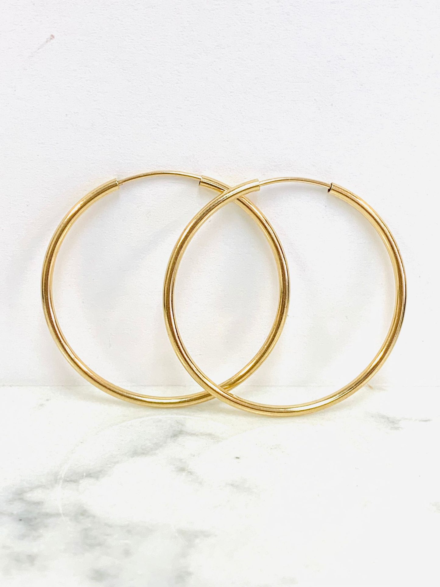 Endless Hoop Earrings Real Gold Filled 30x30mm For Womens / Argollas Arracadas en Oro Laminado Mujer / Hoop for Everyday