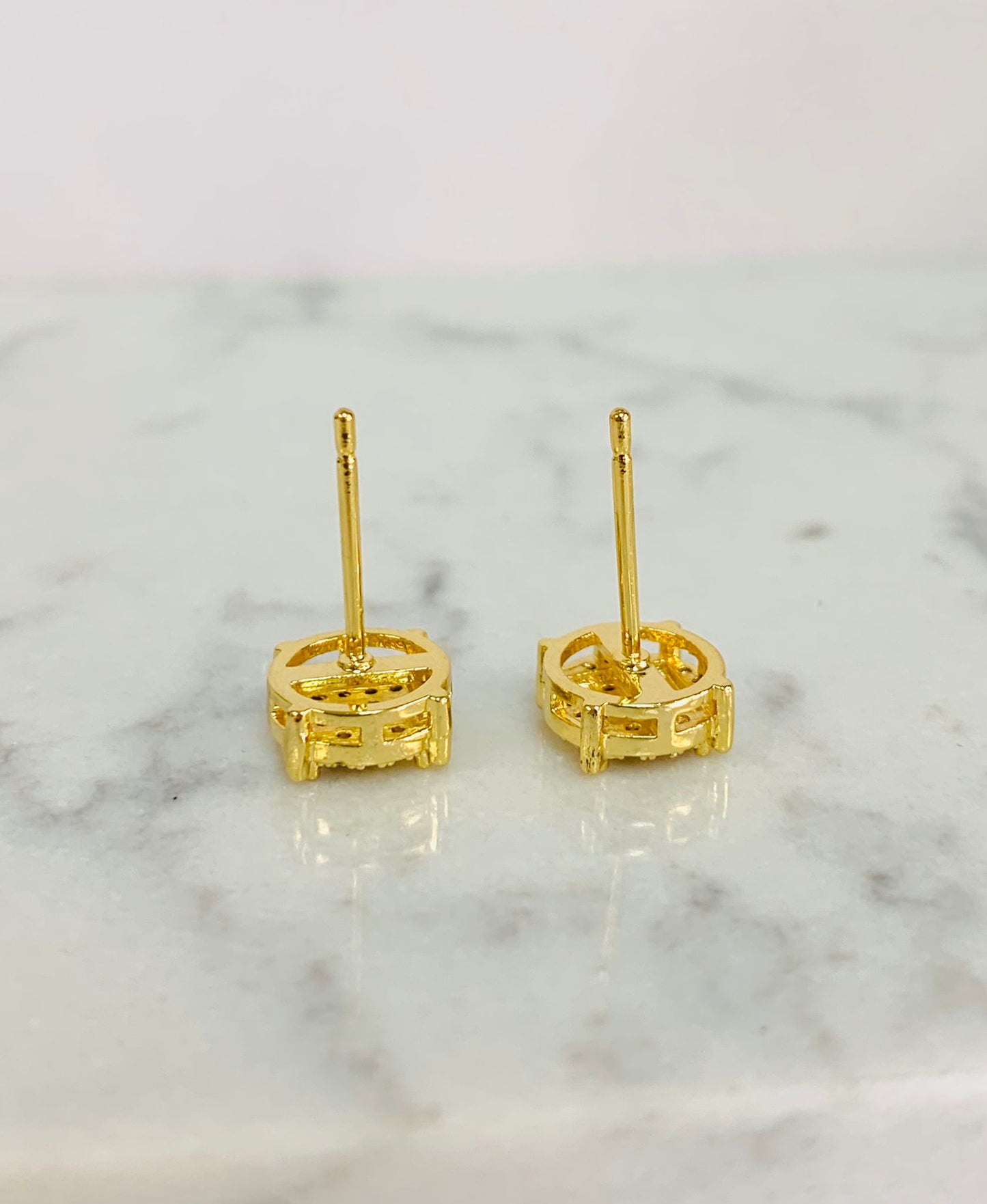 Round Basket CZ Earrings 18K Gold Filled For Mens / CZ Earrings / Mens Earrings / Aretes Para Hombre