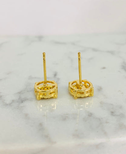 Round Basket CZ Earrings 18K Gold Filled For Mens / CZ Earrings / Mens Earrings / Aretes Para Hombre