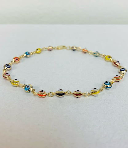 Evil Eye Baby Bracelet • Kids Bracelet 6" • Baby Jewelry • 14K Solid Gold Bracelet • Protection Jewelry