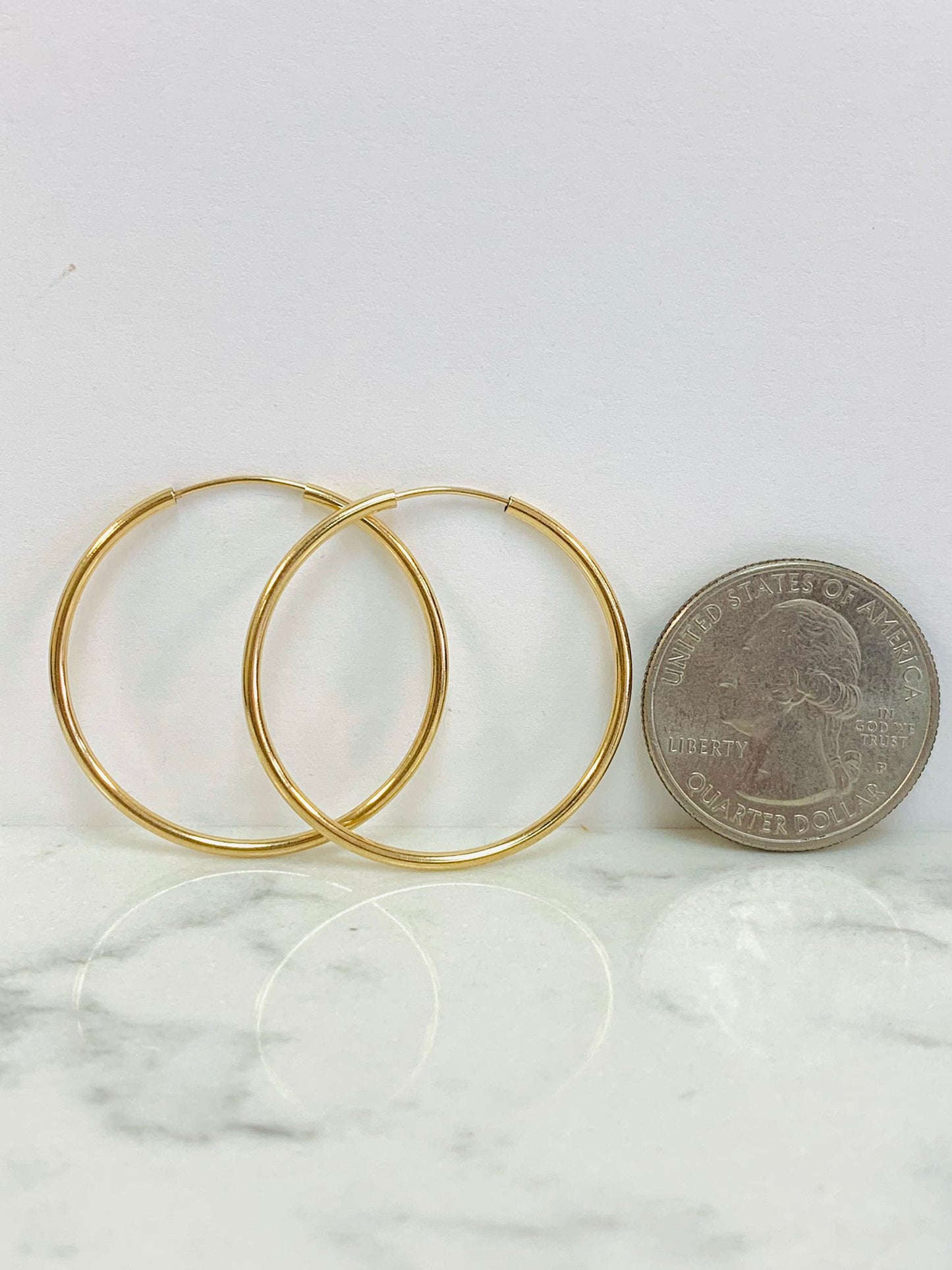 Endless Hoop Earrings Real Gold Filled 30x30mm For Womens / Argollas Arracadas en Oro Laminado Mujer / Hoop for Everyday