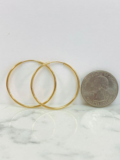 Endless Hoop Earrings Real Gold Filled 30x30mm For Womens / Argollas Arracadas en Oro Laminado Mujer / Hoop for Everyday