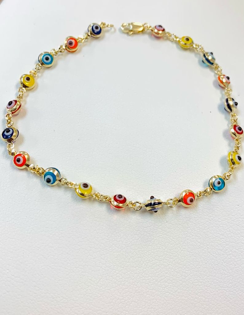 Evil Eye Baby Bracelet • Kids Bracelet 6" • Baby Jewelry • 14K Solid Gold Bracelet • Protection Jewelry