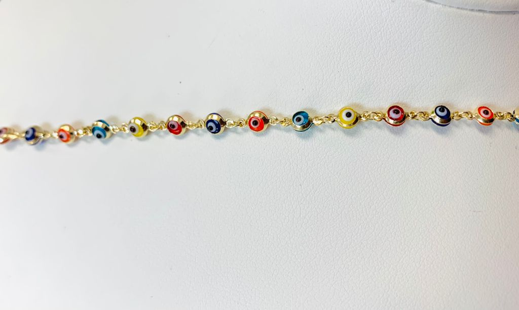 14K Real Gold Bracelet Evil Eye Women´s Bracelet Protection Jewelry Mal de Ojo Jewelry