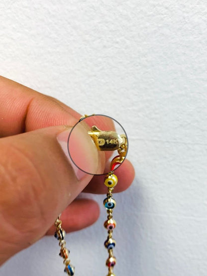 14K Real Gold Bracelet Evil Eye Women´s Bracelet Protection Jewelry Mal de Ojo Jewelry
