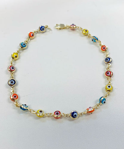 Evil Eye Baby Bracelet • Kids Bracelet 6" • Baby Jewelry • 14K Solid Gold Bracelet • Protection Jewelry