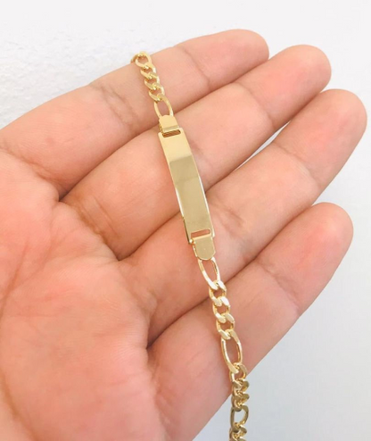 14K Gold Filled Baby ID Bracelet 6" Inches Figaro Link Kids Jewelry / Pulsera Figaro Link Para Ninos / Baby Bracelet / ID Bracelet / Childrens Bracelet