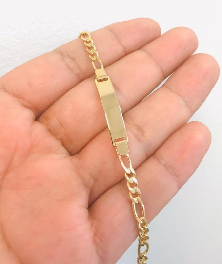 14K Gold Filled Baby ID Bracelet 6" Inches Figaro Link Kids Jewelry / Pulsera Figaro Link Para Ninos / Baby Bracelet / ID Bracelet / Childrens Bracelet