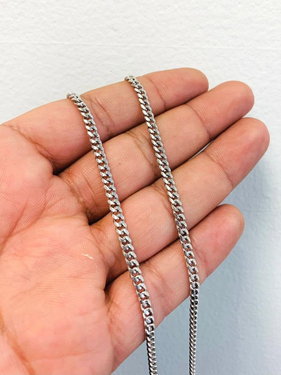 925 Sterling Silver Rhodium Miami Cuban Chain necklace 18" 20" 24" 12.5g 3.5mm