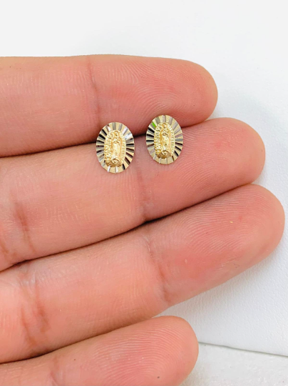 Virgen de Guadalupe Earrings / Screw Back Earrings / CZ Stones