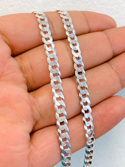 Cuban Curb Chain Necklace 925 Sterling Silver 24" 17g 5.3mm For Mens / Cadena Cuban Link en Plata Pura Para Hombre / Everyday Necklace Chain Cuban Link