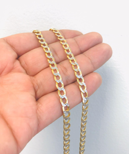 14K Two Tone Gold Mens Necklace 26” 13.5g 5.3mm Cuban Link Chain Necklace