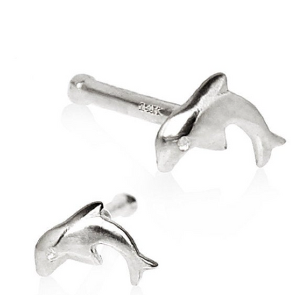 Nose Ring Stud Dolphin 14K Solid Yellow/White Gold Nose Ring / Nose Ring / Nose Piercing / Dolphin Nose Ring / Aretes de la Nariz de Delfin / Dolphin Nose Piercing