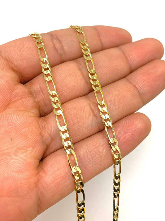 24" MEN'S WOMEN'S 18K Gold Filled 4mm Gold Figaro Flat Link Chain Necklace 11.4g