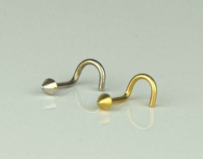 14k Yellow/White Gold Spike Nose Piercing Stud Nose Ring / Body Jewelry for Womens Nose Ring / Aretes para la Nariz en Oro Solido 14K