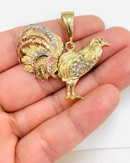 Rooster Necklace Pendant 33x45mm For Mens Figaro  24" 18K GF - Prime Jewelry 269