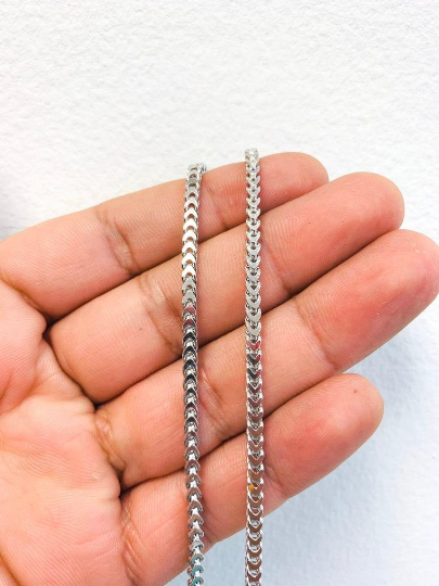Womens Sterling Silver Franco Link Chain Necklace 24" 2.6mm 12g Foxtail Chain