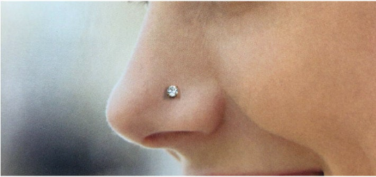 14k Yellow/White Gold CZ Round Nose Piercing / Stud Nose Piercing / Nose Ring / Women's Nose Ring / Piercing / Aretes Para La Nariz / CZ Nose Ring / Aretes de La Nariz En Oro Real con Piedra