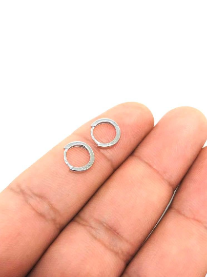 925 Sterling Silver Dainty Huggies Earrings Women/Girls/Men 9x9mm, Huggies Hoop Earrings