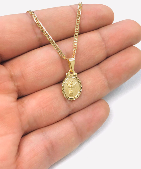 Divino Niño Necklace 16” for Women/Kids, Baby Jesus Necklace 16x10mm Gold Filled / Cadena y Dije del Divino Niño