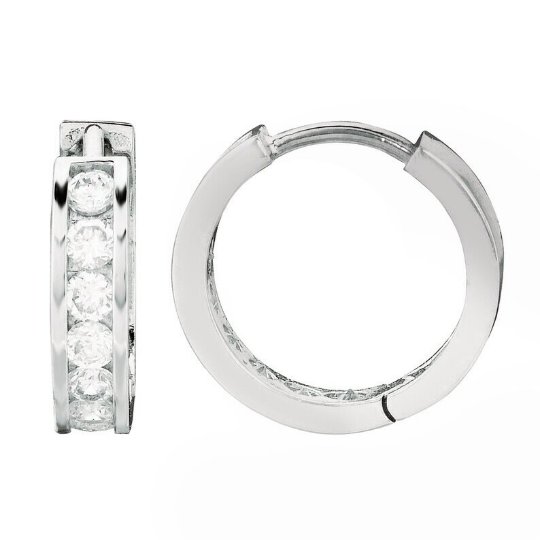 925 Sterling Silver CZ Huggies Hoop Earrings Set Womens Girls Mens Argollas Plata