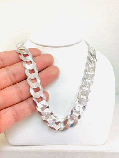 925 Sterling Silver Mens Cuban Link Chain Necklace 116g 24” 14mm