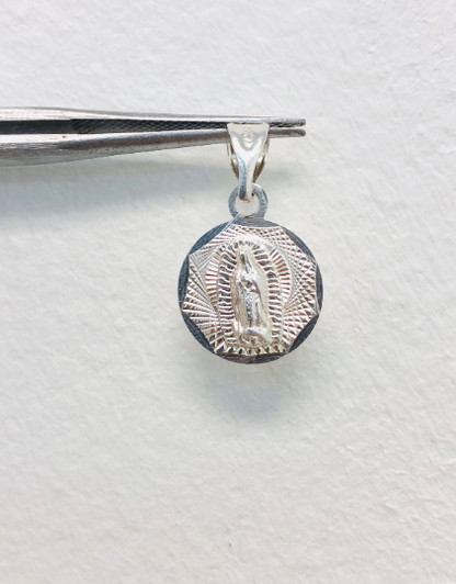 925 Sterling Silver Virgen de Guadalupe Pendant 16x13mm